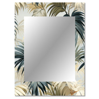 Phyti Whispering Palms Tropical Pattern - tropical  Mirror, Botanical, Floral Decorative Wall Mirror, Printed Metal Art