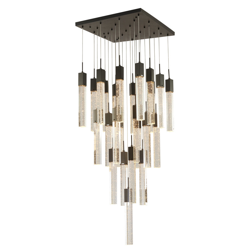 Luminaire suspendu suspendu en cristal 25 lumières Transitional, Noir