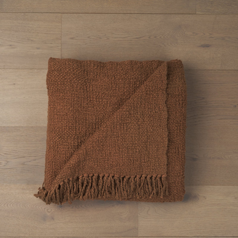 Jeté en coton tissé acajou Kambal, Acajou