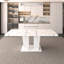 Grande table de salle à manger extensible en marbre blanc pour 6 à 10 personnes