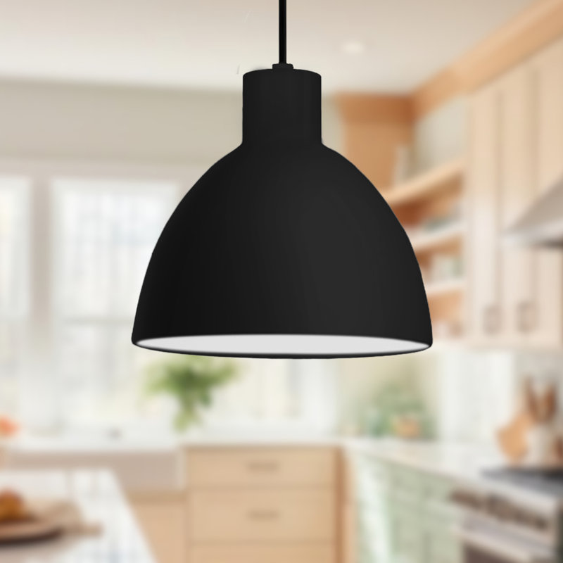 Luminaire suspendu simple à DEL 1 lumière Chroma, H 128,5 po x l 8,63 po x P 8,63 po, Noir