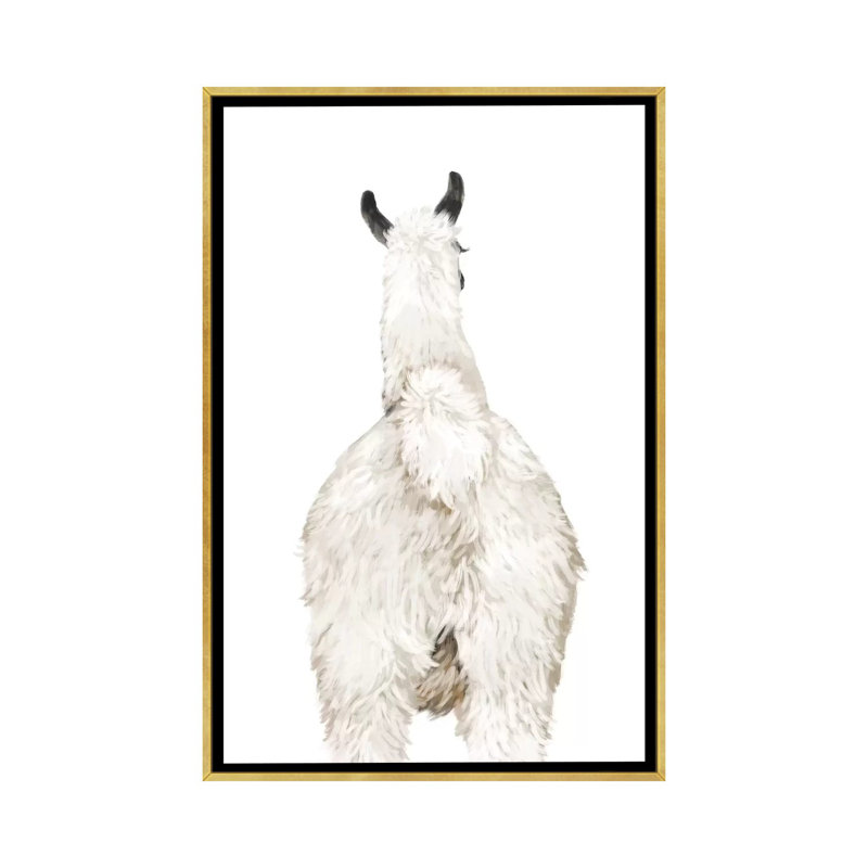 Art du lama, Toile encadrée d'or, H 40 po x l 26 po x P 1,5 po