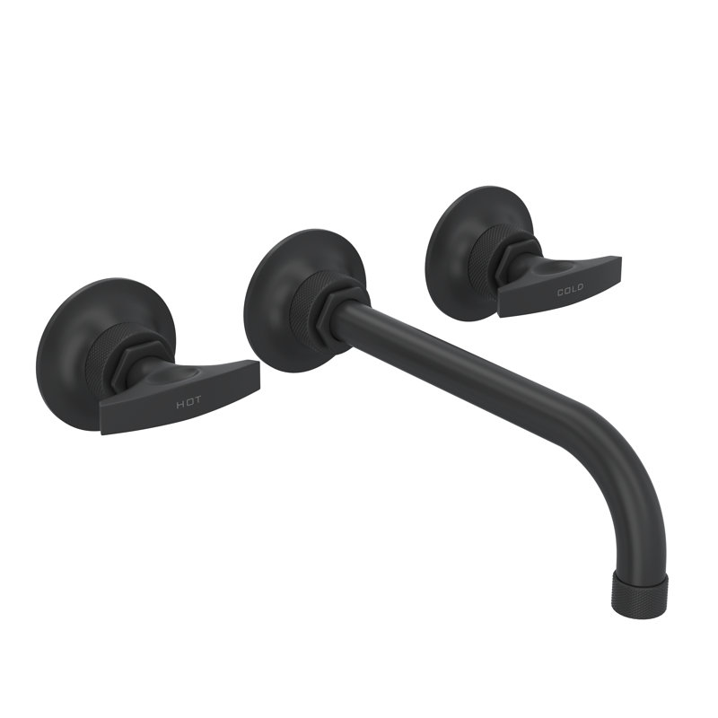 Graceline Wall Mount Lavatory Faucet, Matte Black