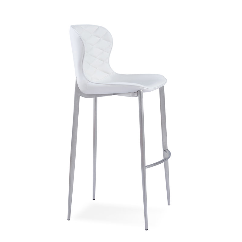 Tabouret de bar et de comptoir Albert, Blanc, Acier inoxydable, Tabouret de bar (siège d'une hauteur de 30 po)