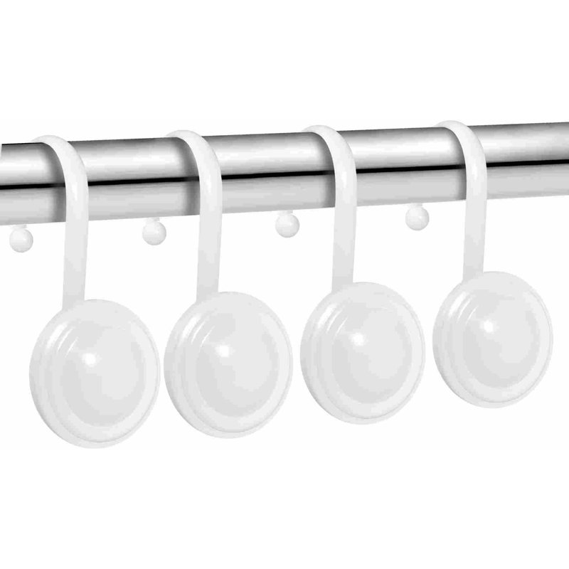 Anneaux de crochets de rideau de douche blancs, crochets décoratifs pour rideau de douche, anneaux de douche modernes antirouille et tringles à rideaux de salle de bain, lot de 12