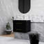 Ensemble de meuble-lavabo mural 24 po avec lavabo, assemblage facile, poignée longue en métal doré, espace de rangement, brillant-389943414
