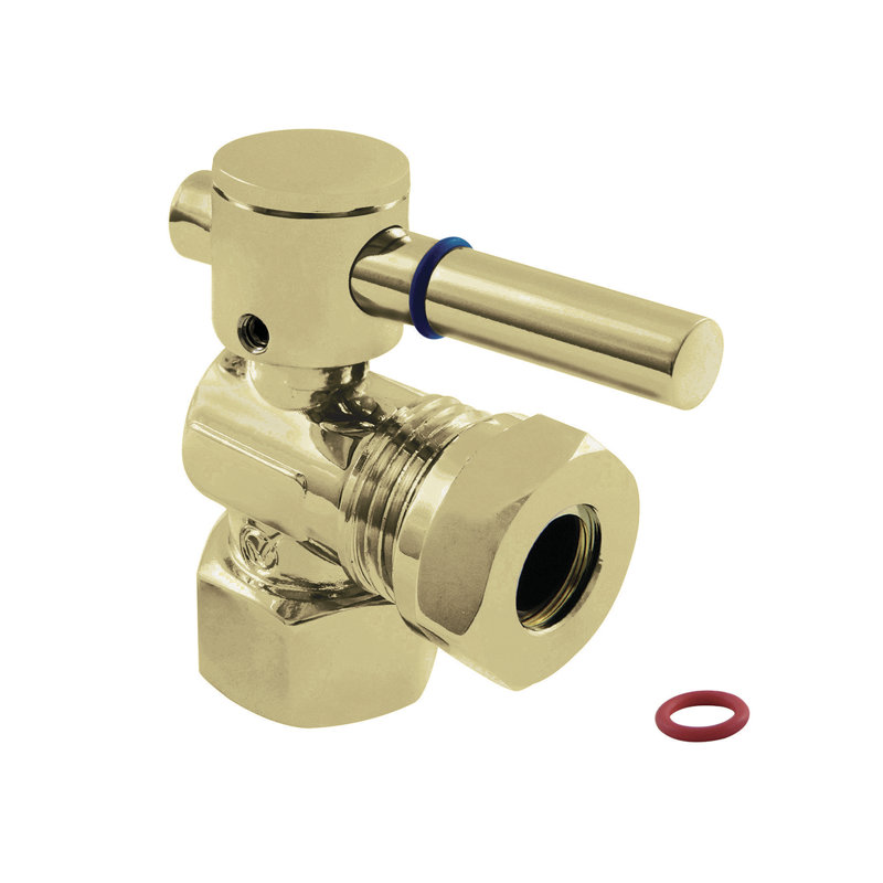 Kingston Brass Concord 1/2-Inch FIP x 1/2 or 7/16-Inch Slip Joint Quarter-Turn Angle Stop Valve, Polished Brass