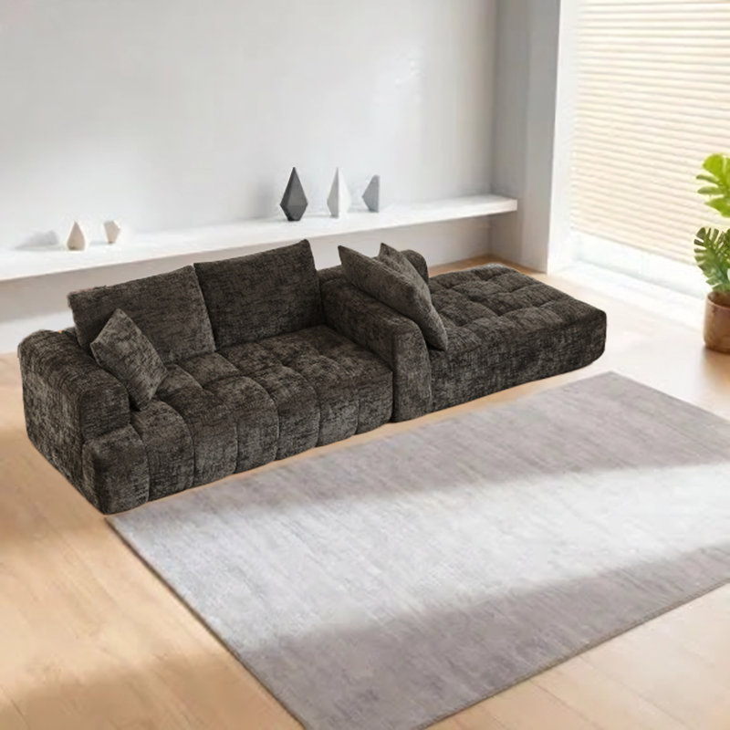 Chennova Modern Chenille Boneless Sectional Sofa with Tufted Design and Pocket Spring Structure, Right Hand Facing