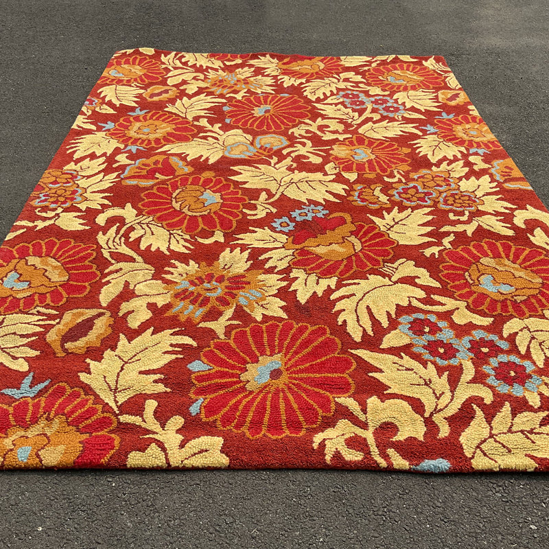 Wool Floral Indoor Rug, Rectangle 6'6" x 10'