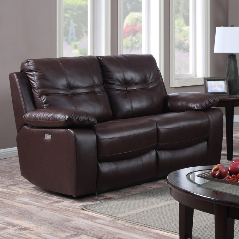 Raelyn Faux Leather Reclining Loveseat, Dark Chocolate