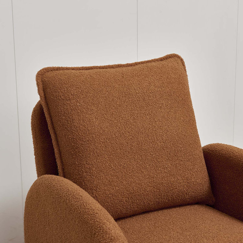 Sherpa Upholstered Armchair, Orange Lamb Fabric