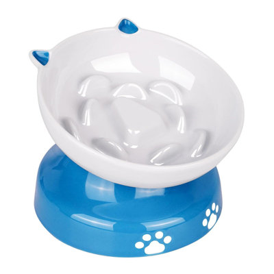 Ceramic Cat Slow FeederCat Food Bowl Tilted DesignDog Slow Feeder Bowl for Dry and Wet Food