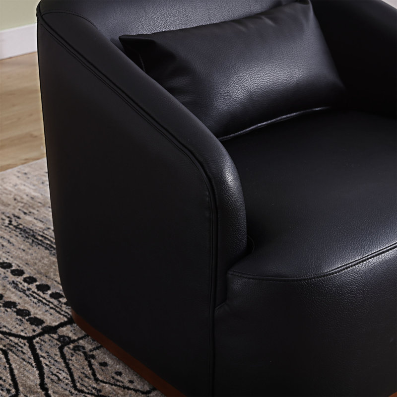 Fauteuil club pivotant à 360 degrés, Similicuir noir