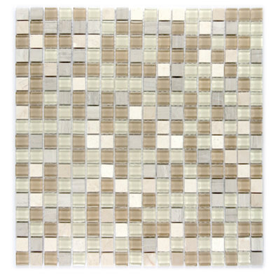 Crystal Stone 0.625 in. x 0.625 in. Glass & Stone Multi Finish Tiny Square Mosaic Decorative Kitchen & Bathroom Wall Tile