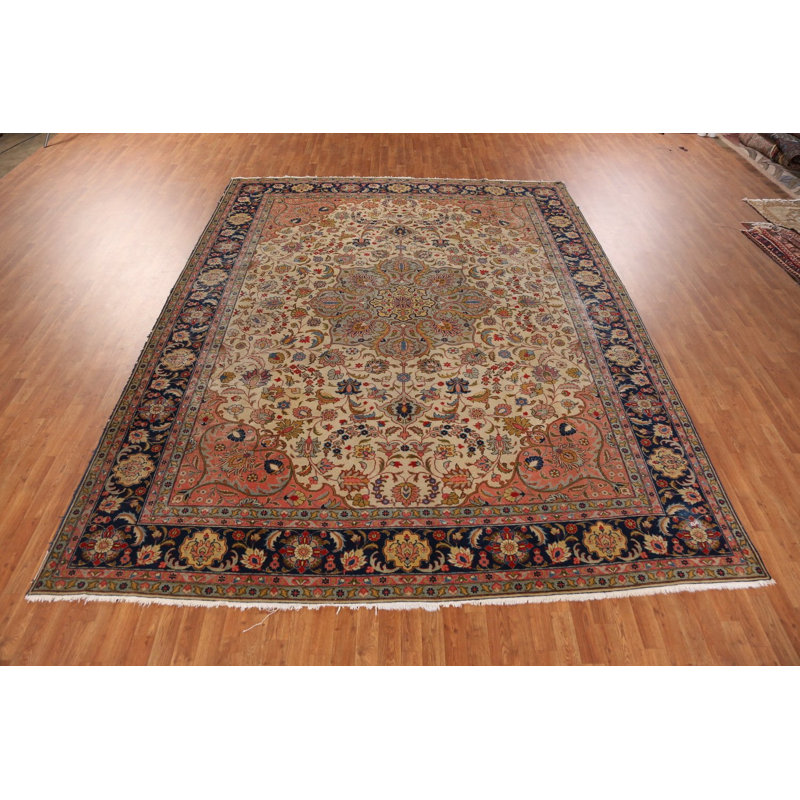 Tapis traditionnel pré-1900 à teinture végétale 10 x 13