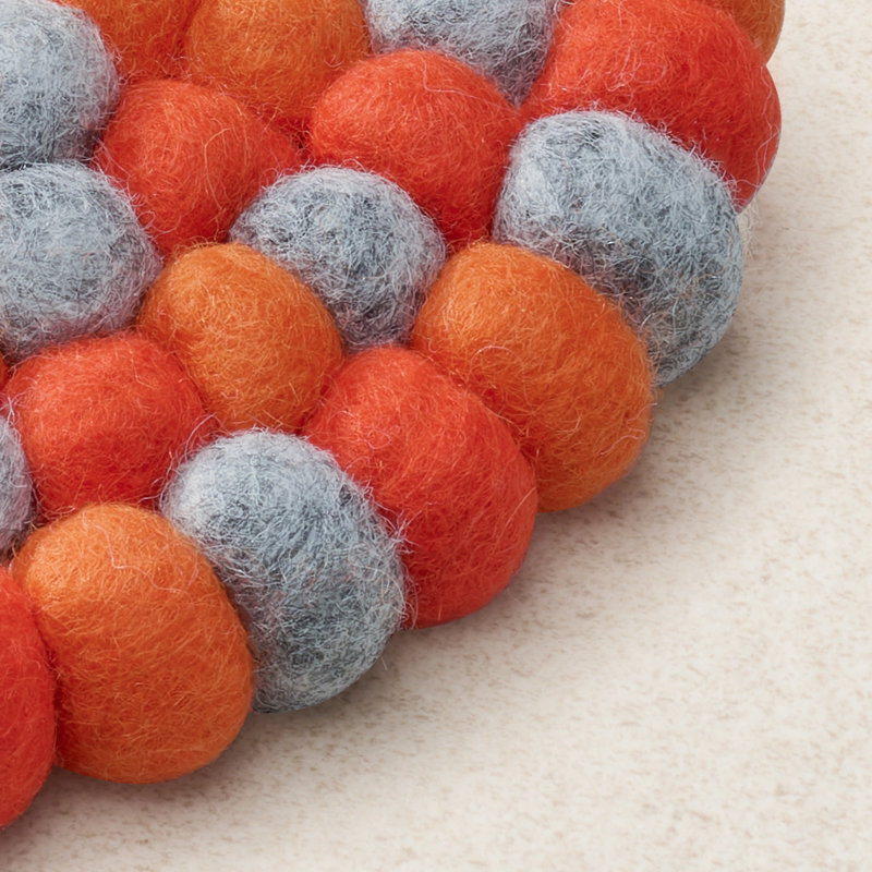 Dessous-de-plat rond en laine MODWOOL 8 po, Gris / Orange