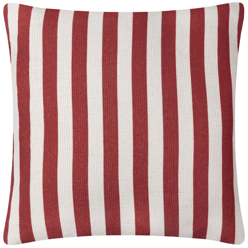 Deck Stripe Indoor / Outdoor Striped Square Throw, White/Red, Polyester