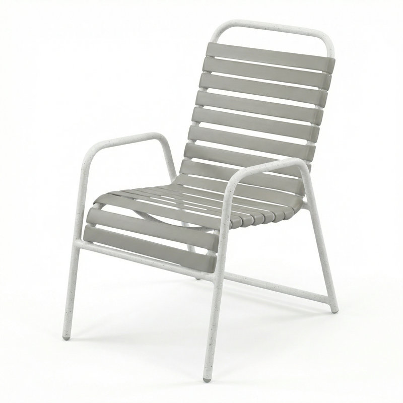 Chaise avec accoudoirs, Courroie grise / blanc rivière