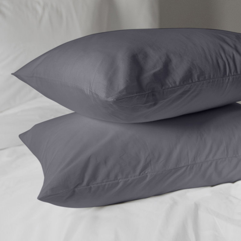 100% Cotton Percale - Set of 2, California King, Charcoal