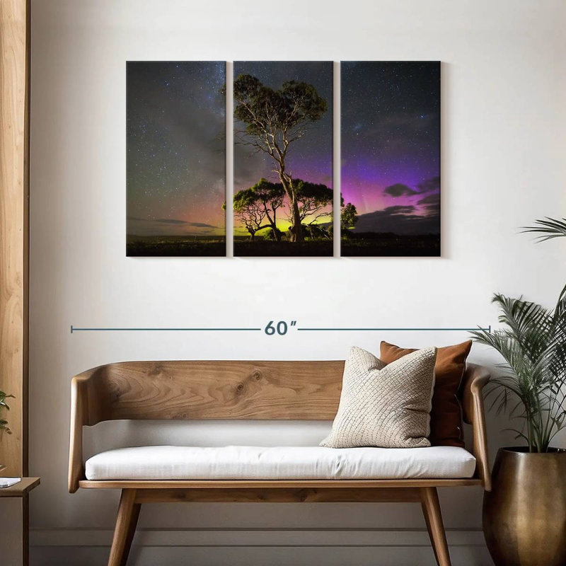 Harnek Aurora Australis Over Trees, 28" H x 45" W