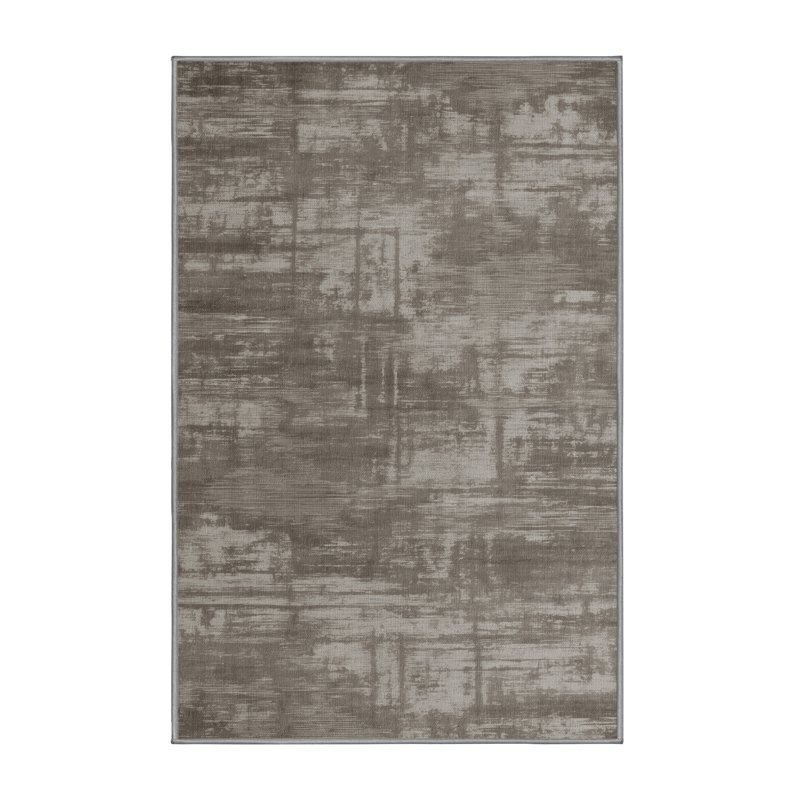 Tapis abstrait gris lavable à la machine, Rectangulaire 2 pi x 3 pi