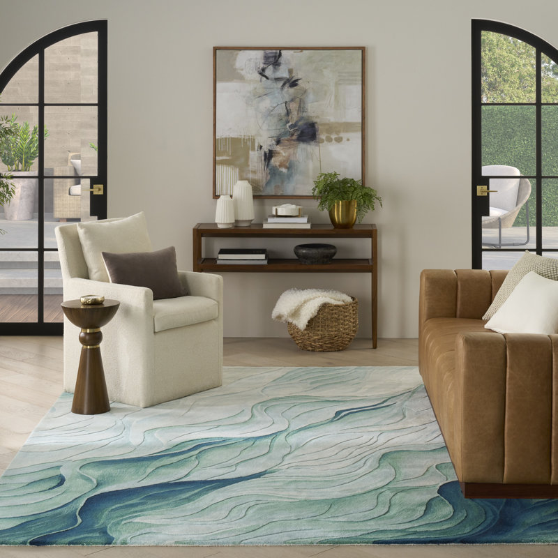  Prismatic 5'6" x 7'5" Silver Green Modern Indoor Rug, Rectangle 5'6' x 7'5"