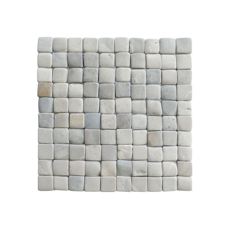Florida 12" x 12" Natural Stone Grid Pebble Mosaic Wall Tile, Gray