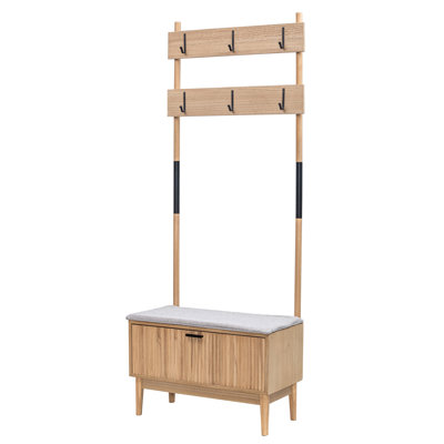 Sieber Solid Wood Hall Tree with Storage