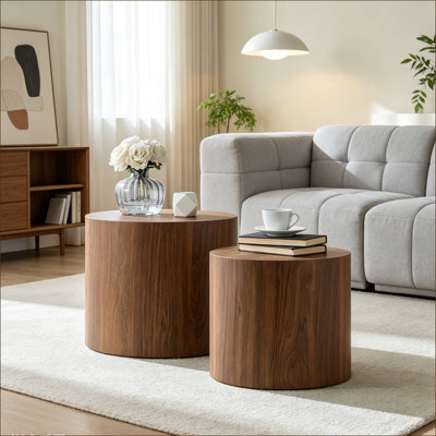 2PCS MDF Round Nesting Coffee Table For Living Room