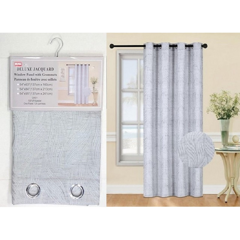 Panneau de rideau simple semi-transparent Princess, Gris, 54 po x 63 po