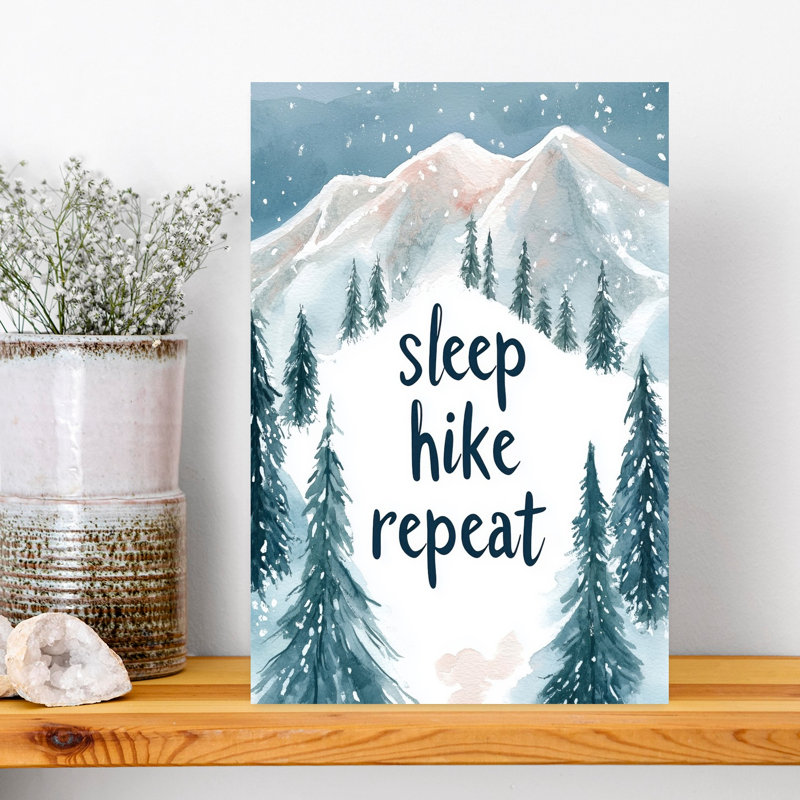 Winter Wanderlust Abstract Contemporary Pine Tree Forest Landscape Wall Art Print, 45.72cm H x 30.48cm W