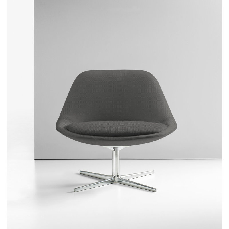 Chiara Lounge Chair, Polished Aluminum, Vella Peppercorn