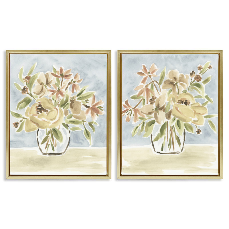 Ensemble de 2 toiles flottantes Soft Bungalow Bouquets, design par June Erica Vess, H 31 po x l 25 po