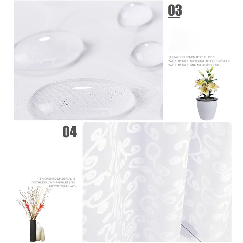 Rideau de douche avec crochets inclus, H 71 po x l 79 po