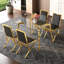 Ensemble de table à manger en verre trempé de luxe moderne et 4 chaises en polyuréthane, élégant et fonctionnel-1141795908-1141795909
