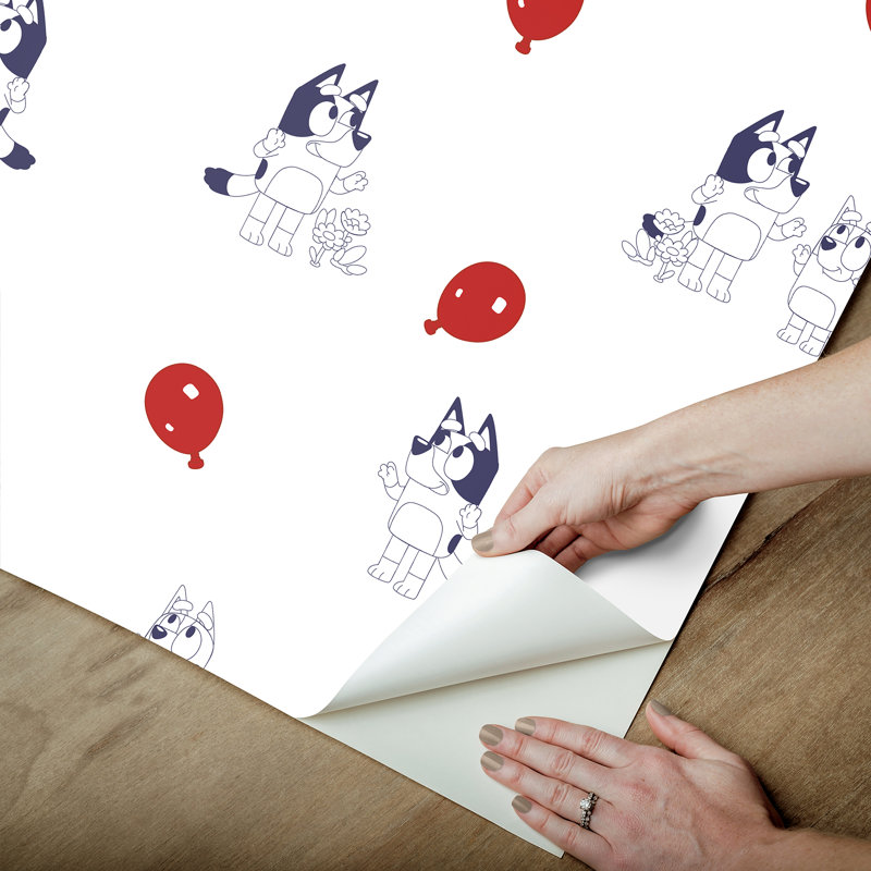 Papier peint adhésif Bluey Keepy Uppy, Blanc