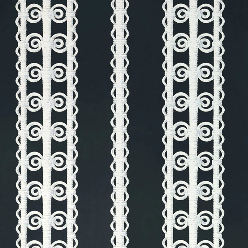 Schumacher x Celerie Kemble Wicker Stripe Wallpaper, Licorice