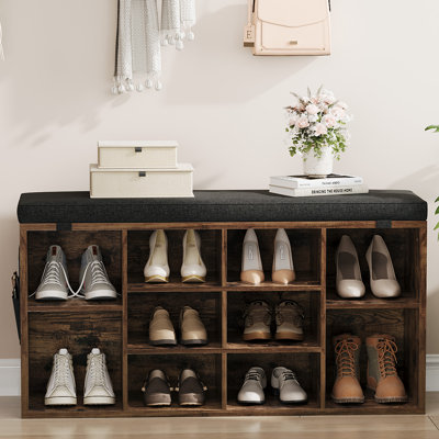 Banc de rangement pour chaussures 2 en 1 avec coussin