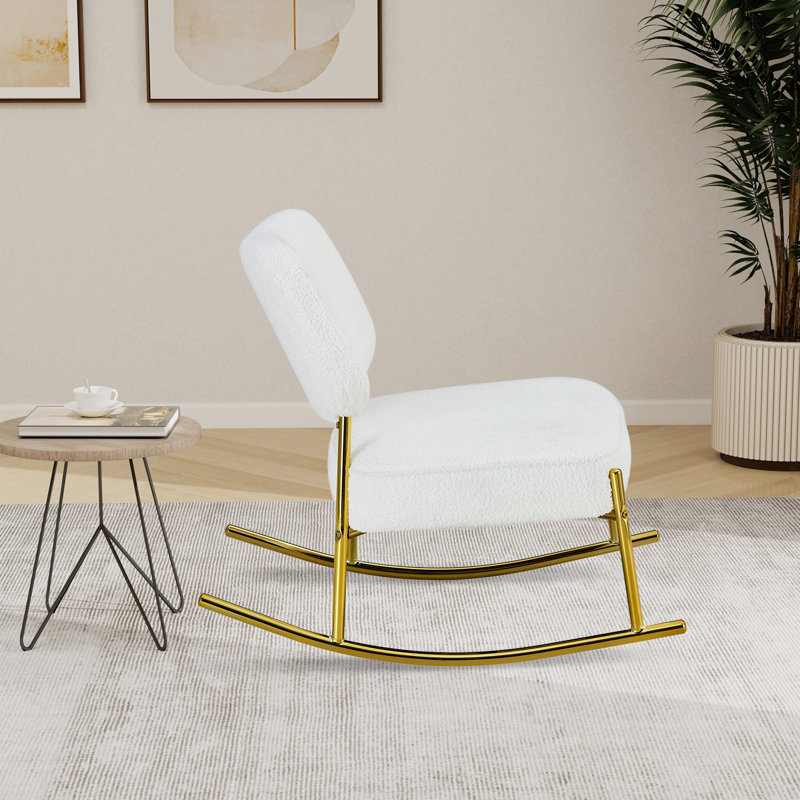 Petite chaise berçante rembourrée, Blanc