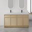 Meuble-lavabo autoportant de 60 po avec double lavabo en résine blanche et 4 portes d'armoire à fermeture en douceur