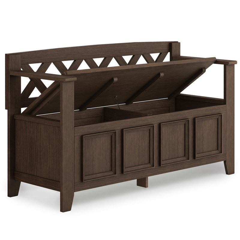 Banc de rangement en bois massif pour hall d'entrée, Marron foncé