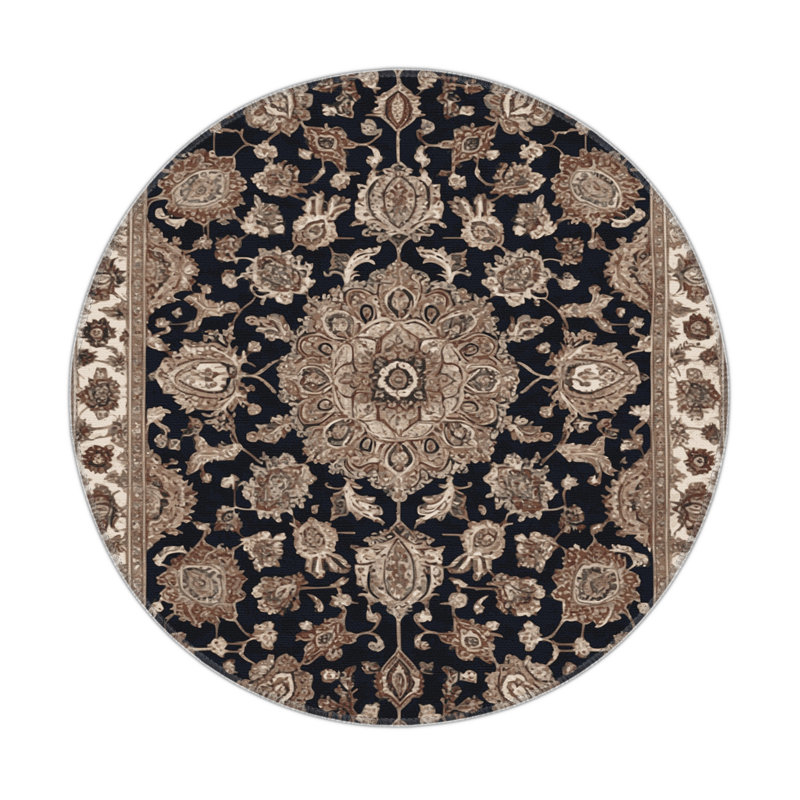 Tapis d'intérieur et d'extérieur gris Persian, Rond 5 pi