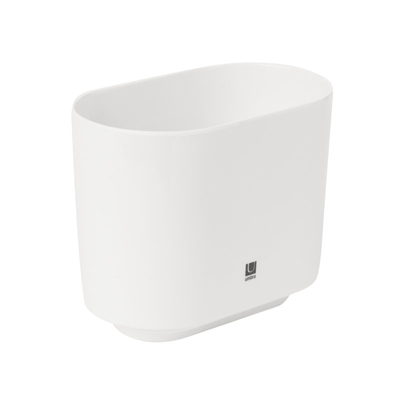 White Oval Melamine Toothbrush Holder with Nickel Finish