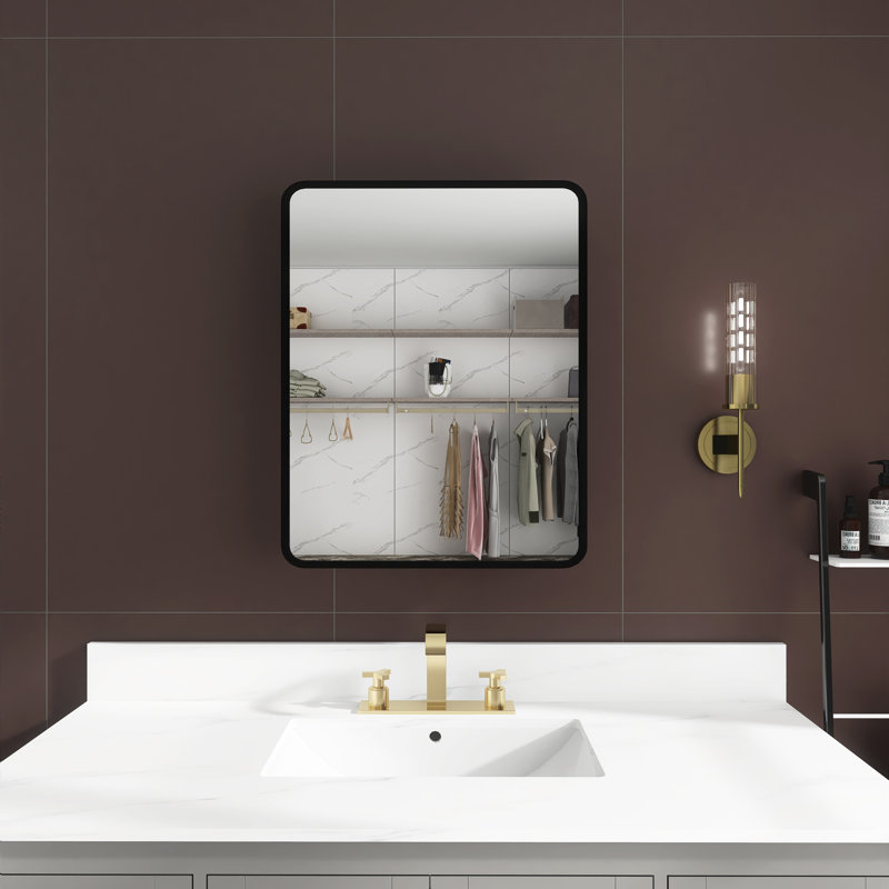 Surface Framed Medicine Cabinet with Mirror, 30" H x 24" W x 5" D