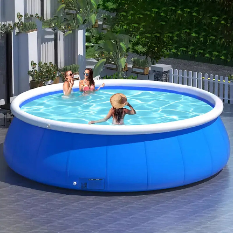 Piscine gonflable ronde pleine grandeur - Matériau en PVC, tissu en filet durable, piscine de jardin extérieure familiale, plusieurs composants inclus