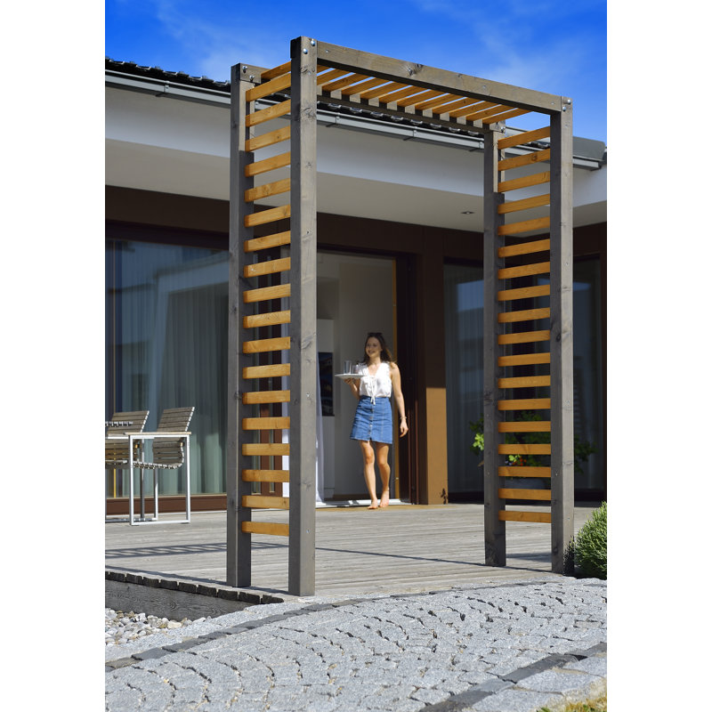 138.5cm W x 47cm D Wood Arbour, Honey/Grey