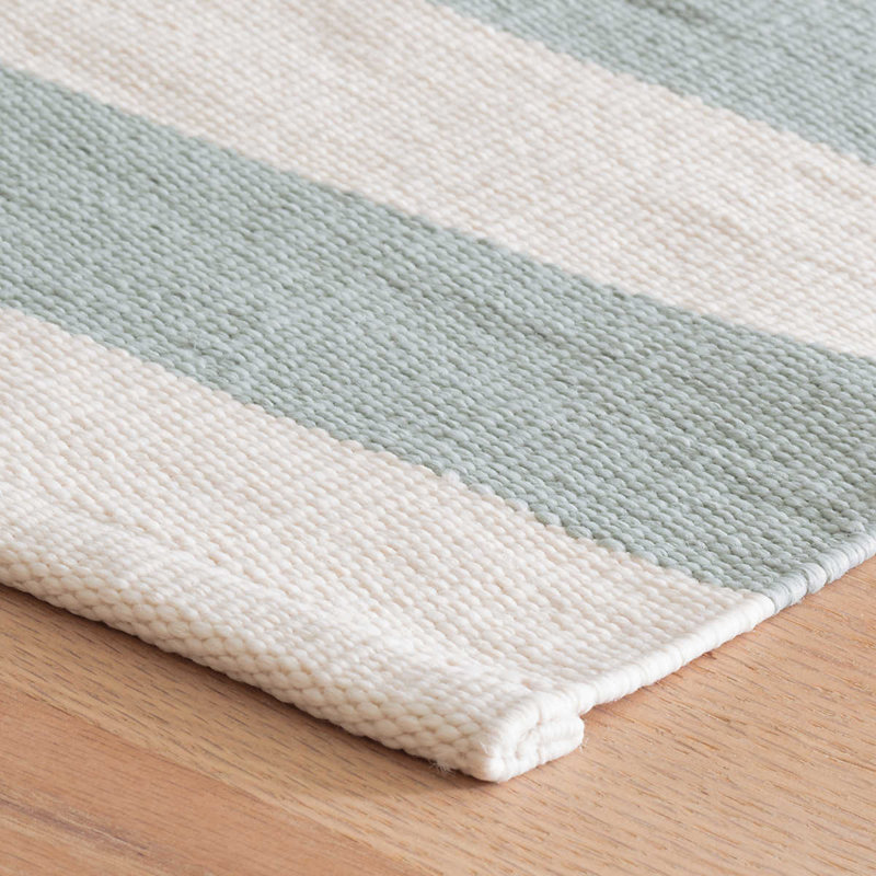 Catamaran Striped Handmade Dhurrie Light Blue/Ivory Indoor / Outdoor Area Rug, Rectangle 4' x 6'