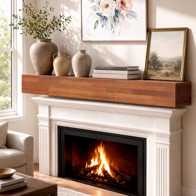 Rustic Solid Wood Fireplace Mantel Shelf, 72 Inch Wall Mounted Floating Mantel – Cedar Wood Farmhouse Mantel for Living Room Decor, Heavy Duty 50 lbs, Hidden Bracket Easy Install