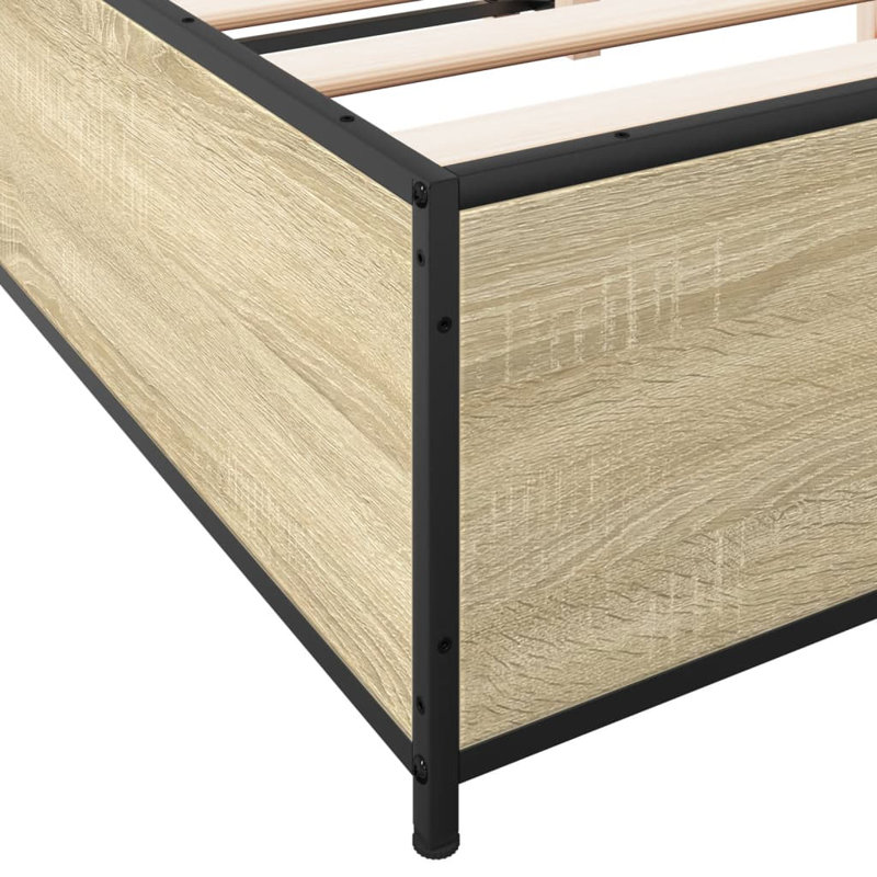 Vidaxl Bed Frame And Metal, Small Double (4'), Sonoma Oak