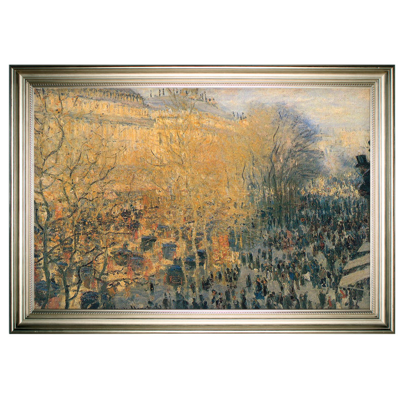 « carnaval boulevard » par claude monet, reproduction de peinture à l’huile, H 30 po x l 42 po x P 2 po, Cadre argenté